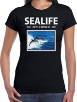 Dieren foto t-shirt Dolfijnen - zwart - dames - sealife of the world - cadeau shirt Dolfijnen liefhebber S