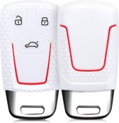 kwmobile autosleutel hoesje voor Audi 3-knops Smartkey autosleutel (alleen Keyless Go) - Autosleutel behuizing in wit / rood