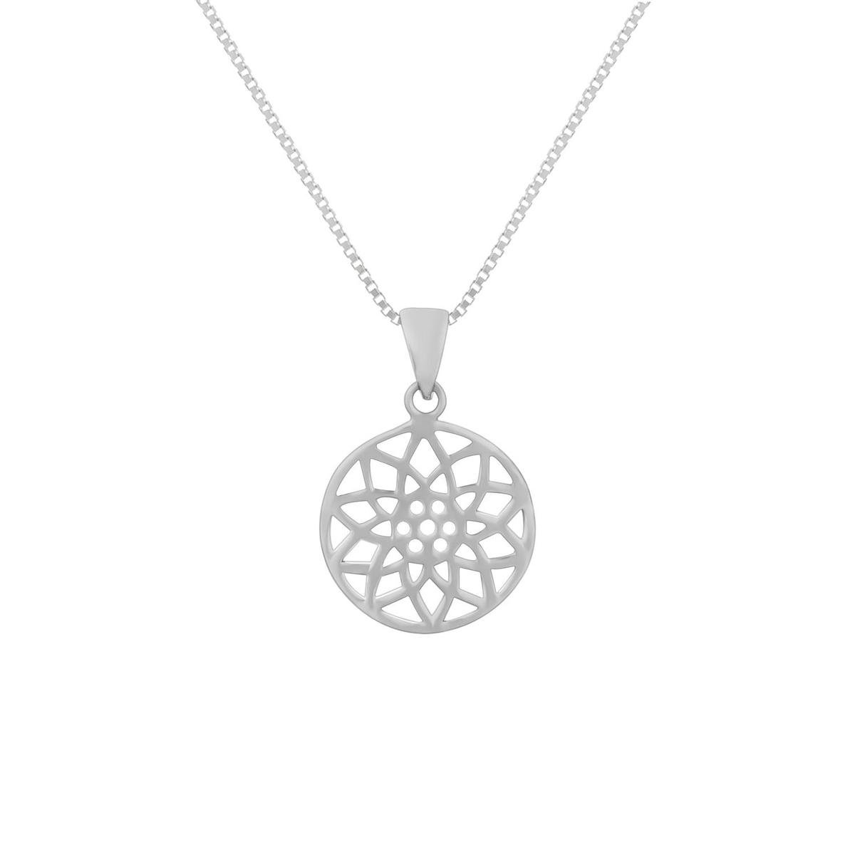Zilveren ketting - dames - mandala hanger - 925 zilver - luxe verpakking