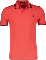 Fred Perry - Heren Polo SS Twin Tipped Hbiscus Pink - Rood - Maat S