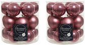 36x morceaux de petites boules de Noël vieux rose (velours) en verre 4 cm - mat/brillant - Décorations pour sapins de Noël
