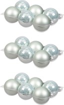 18x stuks kerstversiering kerstballen mintgroen (oyster grey) van glas - 8 cm - mat/glans - Kerstboomversiering