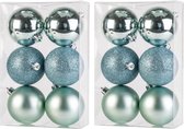 24x stuks kunststof kerstballen mint groen 8 cm mat/glans/glitter - Onbreekbare plastic kerstballen - Kerstversiering