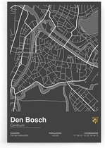 Walljar - Stadskaart Den Bosch Centrum II - Muurdecoratie - Plexiglas schilderij