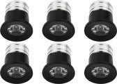 LED Veranda Spot Verlichting 6 Pack - 3W - Warm Wit 3000K - Inbouw - Dimbaar - Rond - Mat Zwart - Aluminium - Ø31mm