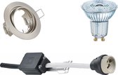 OSRAM - LED Spot Set - Parathom PAR16 927 36D - GU10 Fitting - Dimbaar - Inbouw Rond - Mat Nikkel - 3.7W - Warm Wit 2700K - Kantelbaar Ø83mm