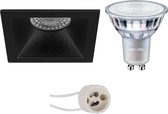 PHILIPS - LED Spot Set - MASTER 927 36D VLE - Primux Pollon Pro - GU10 Fitting - DimTone Dimbaar - Inbouw Vierkant - Mat Zwart - 3.7W - Warm Wit 2200K-2700K - Verdiept - 82mm