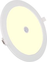 LED Downlight Slim - Igna - PIR Bewegingssensor 360° - Inbouw Rond 24W - Warm Wit 3000K - Mat Wit - Ø240mm