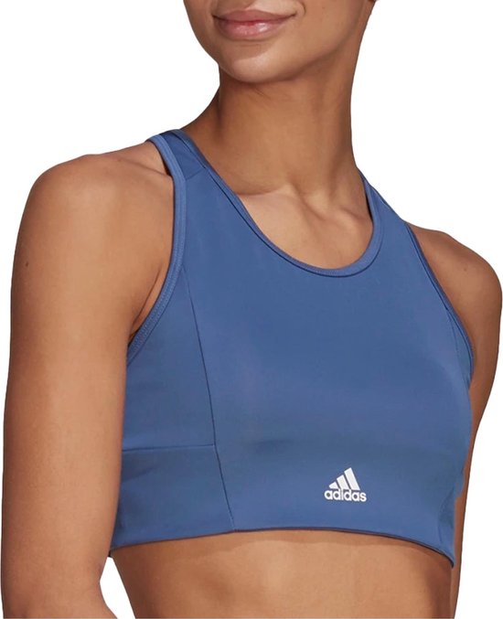 adidas adidas 3-stripes Sportbeha - Maat M - Vrouwen - blauw - wit | bol.com