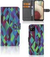 Bookcase Samsung Galaxy A12 Hoesje Abstract Green Blue