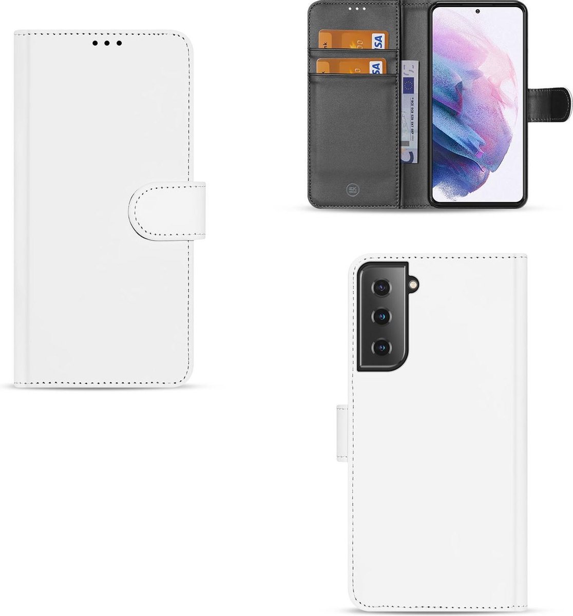 Samsung Galaxy S21 Plus Bookcase Hoesje Wit met Pasjeshouder