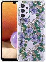 Hoesje Geschikt voor Samsung Galaxy A32 4G Purple Flowers