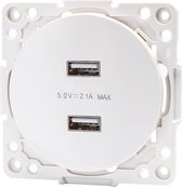 Wandcontactdoos - Aigi Jura - Inbouw - Rond - Kunststof - 2-voudig USB Aansluiting - Wit - BSE