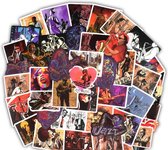 Jazz muziek stickers - Mix 50 verschillende stickers voor laptop, muziekkoffer, muur etc.