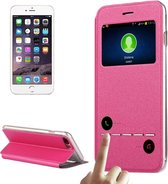 Voor iPhone 8 Plus & 7 Plus Horizontale Flip Leather Case met Call Display ID & Holder (Magenta)