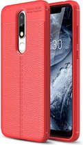 Litchi Texture TPU Case voor Nokia 5.1 Plus (X5) (rood)