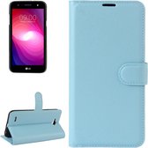 Voor LG X power2 Litchi Texture horizontale flip lederen tas met houder & kaartsleuven & portemonnee (blauw)