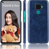 Shockproof Litchi Texture PC + PU Case voor Huawei Nova 5i Pro / Mate 30 Lite (blauw)