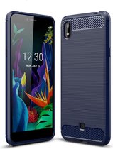 Voor LG K20 （2019） Brushed Texture Carbon TPU Case (Navy Blue)