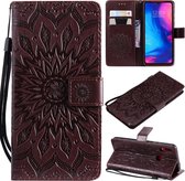 Zon reliÃ«fpatroon Horizontale flip lederen tas voor Xiaomi Redmi Note 7, met kaartsleuf en houder & portemonnee en draagkoord (bruin)