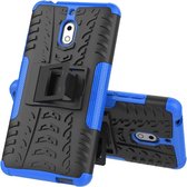 Tire Texture TPU + PC schokbestendig telefoonhoesje voor Nokia 2.1, met houder (blauw)