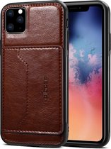 Voor iPhone 11 Dibase TPU + PC + PU Crazy Horse Texture beschermhoes met houder en kaartsleuven (kaki)