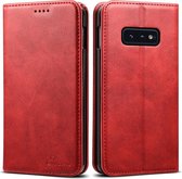 Suteni Calf Texture Horizontale Flip Leather Case voor Galaxy S10 E, met houder & kaartsleuven & portemonnee (rood)