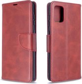 Voor Galaxy A71 retro lamsvacht textuur pure kleur horizontale flip pu lederen case met houder & kaartsleuven & portemonnee & lanyard (rood)