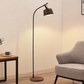 Lindby - vloerlamp - 1licht - metaal, hout - H: 161 cm - E27 - bruin,