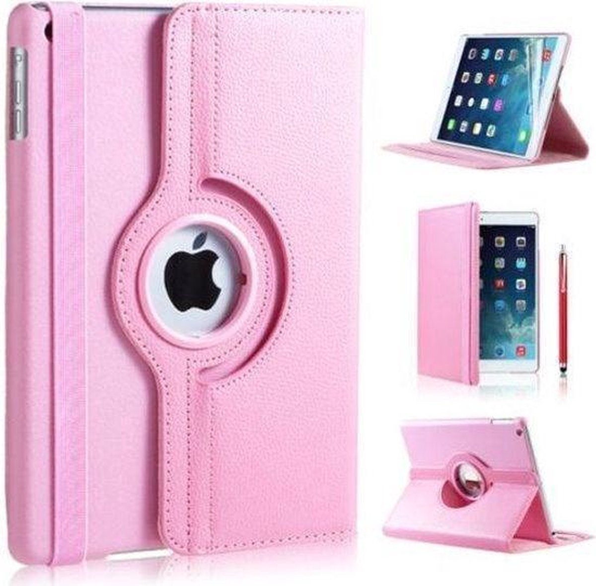 IPADAIR/AIR2/NEW IPAD 2017/2018 DRAAIBAAR LICHT ROZE + stylus pen