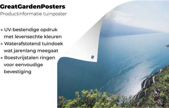 Photo aérienne des rives du lac de Garde affiche de jardin 90x60 cm - Toile de jardin / Toile d'extérieur / Peintures d'extérieur (décoration de jardin)