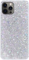 ADEL Premium Siliconen Back Cover Softcase Hoesje Geschikt voor iPhone 12 (Pro) - Bling Bling Glitter Zilver