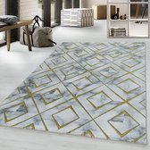 Modern vloerkleed - Marble Square Grijs Goud 240x340cm