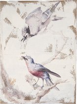 Clayre & Eef Schilderij 55*3*73 cm Meerkleurig Jute Rechthoek Vogels Muurdecoratie Wanddecoratie