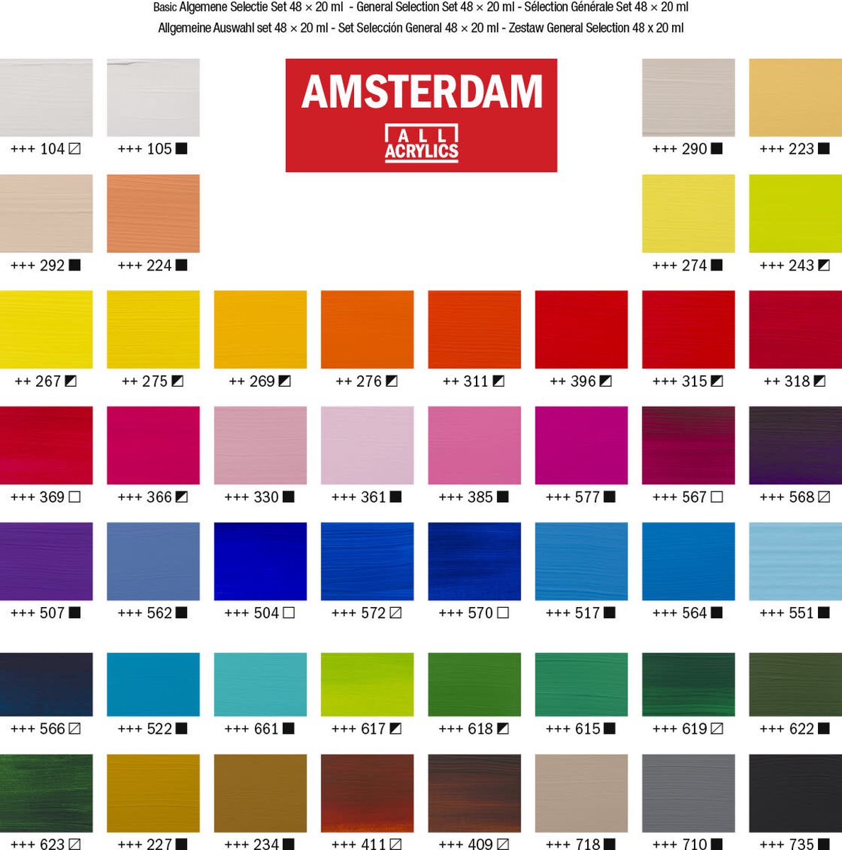 Amsterdam Standard Series acrylverf algemene selectie set | 48 × 20 ml — afbeelding 4