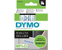 DYMO originele D1 labels | Blauwe Tekst op Wit Label | 12 mm x 7 m | zelfklevende etiketten voor de LabelManager labelprinter | gemaakt in Europa