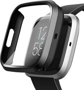 Screenprotector + Hoesje geschikt voor Fitbit Versa 2 - Screen Protector Glas Transparant