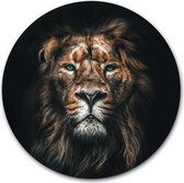 Wandcirkel Leeuw op hout - WallCatcher | Multiplex 100 cm rond | Houten muurcirkel Lion