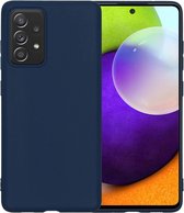 Samsung Galaxy A52 Hoesje Siliconen Case Cover - Samsung A52 Hoesje Cover Hoes Siliconen - Donker Blauw