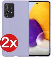 Samsung Galaxy A72 Hoesje Siliconen Case Cover - Samsung A72 Hoesje Cover Hoes Siliconen - Lila - 2 PACK