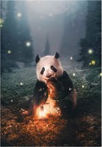 Panda Aluminium 80x120 cm botanische jungle dieren wanddecoratie