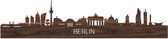 Skyline Berlijn Notenhout - 100 cm - Woondecoratie design - Wanddecoratie met LED verlichting