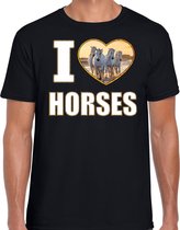 I love horses t-shirt met dieren foto van een wit paard zwart voor heren - cadeau shirt paarden liefhebber XL