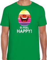 Vrolijk Paasei ei feel happy t-shirt / shirt - groen - heren - Paas kleding / outfit 2XL