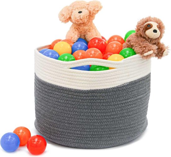 DuneDesign 43x33 Katoenen Touw Mand - 45L Decoratieve Opbergmand Speelgoedmand Wasmand Plantenmand