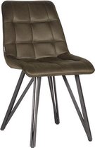 Nancy's Eetkamerstoel Boaz - Stoel - Eetkamer - Eetkamerstoelen - Industrieel - Microfiber - Army green - 50 x 61 x 86 cm