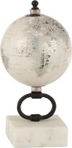 J-Line Globe Sur Pied Marbre Metal Blanc/Argent/Noir Small