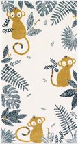 Nattiot - Monkey Paradise Honing Small Vloerkleed/Tapijt Voor Kinderkamer - Afmetingen 80 x 150 cm