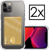 Hoes voor iPhone 12 Pro Max Hoesje Card Case Met Pasjeshouder Shockproof Transparant - 2x
