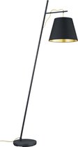 LED Vloerlamp - Nitron Andra - E27 Fitting - Rond - Mat Zwart - Aluminium/Textiel